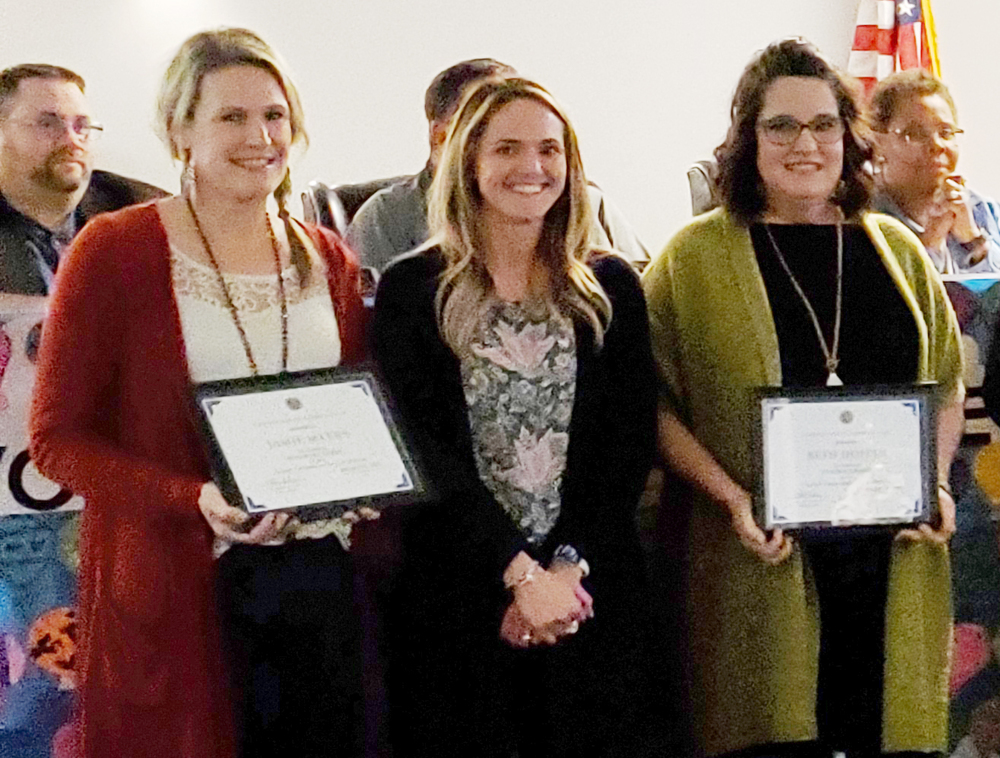 Shown in the above photo are Jamie Myers, instructional coach at Goliad Elementary, Principal Shelby Myers and Beth Hoffer, first grade teacher.