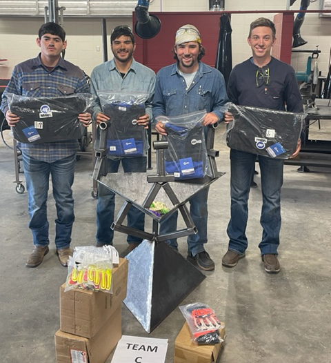 Members of the Goliad High School welding team are, from left, are Aramis Garza, Aden Barrientez, Wyatt Cain and Ashton Perry