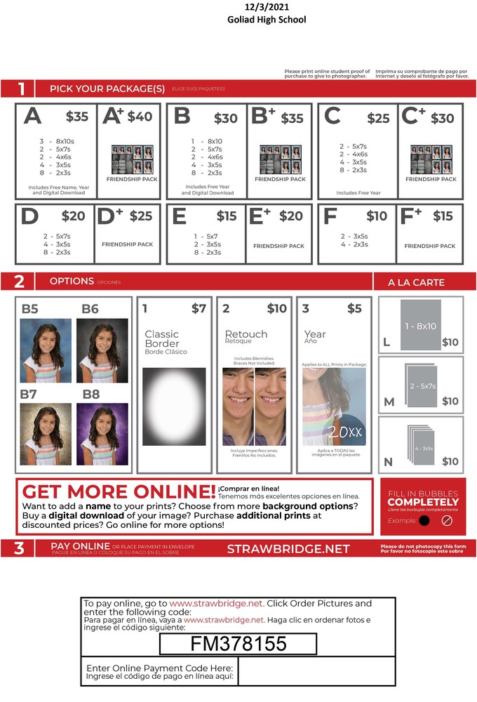 Image of fall picture order form