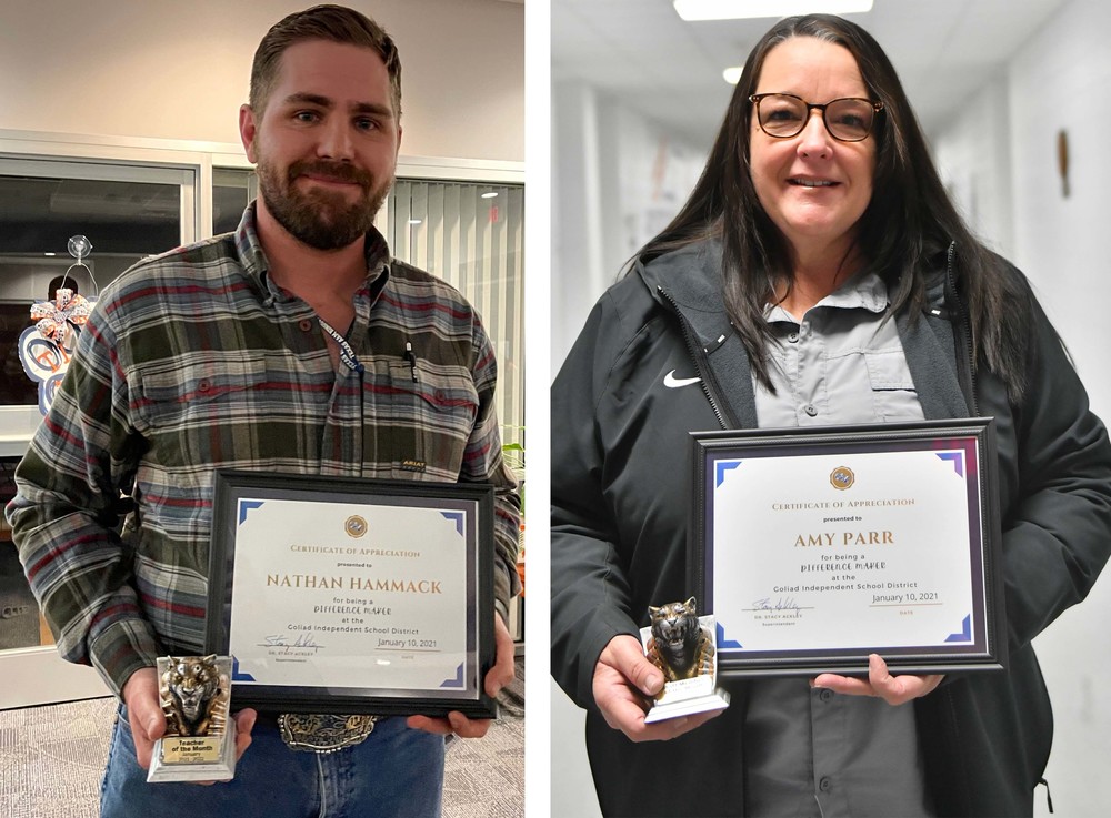  Above, ​Nathan Hammack and Amy Parr are recognized this month for their dedication to the students and the high school.​